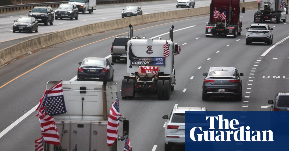 Truck convoy loops around Washington DC to protest Covid restrictions