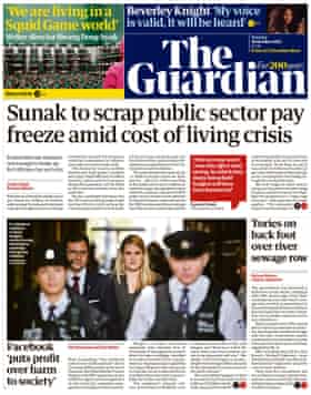 Guardian front page, 26 October 2021