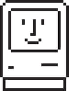 Friendly face … Susan Kare’s Mac welcome icon greeted users booting up.