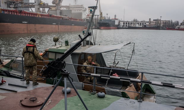 Ukraine’s sea border security force mobilises on the Sea of Azov in Mariupol.