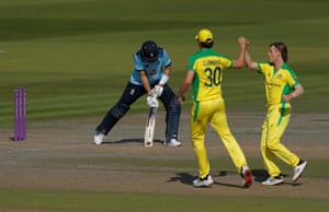 Zampa celebrates dismissing Root for 39.