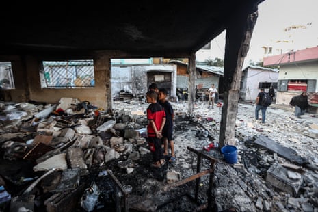 A view of damage at Mustafa Hafez School following the Israeli attacks in Gaza City.