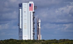 Boeing's Starliner spacecraft aboard a United Launch Alliance Atlas V rocket in Cape Canaveral, Florida, on 4 May.
