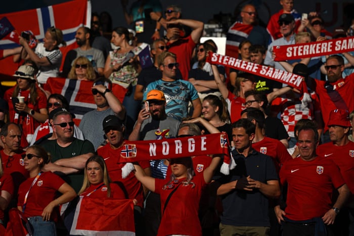 Norway fans cheer their team.