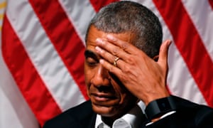 Barack Obama jokingly wipes his brow during a forum with young leaders in Chicago.