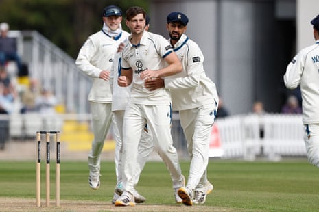 Ben Aitchison celebrates taking the wicket