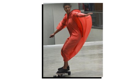 Skateboards underfoot at the Issey Miyake SS20 show in Paris.