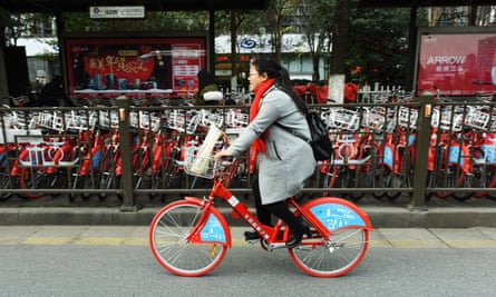 The public bike share in Hangzhou.