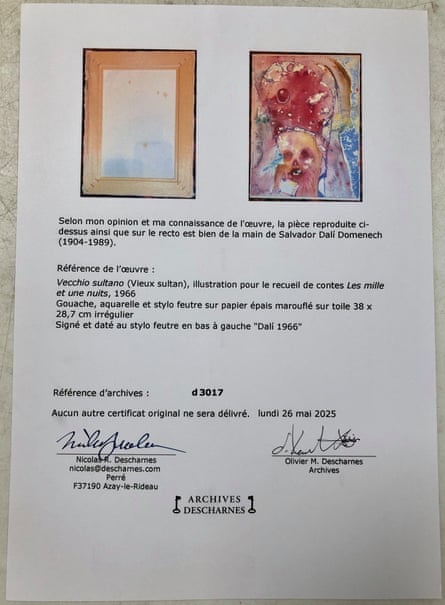 A letter signed by the expert giving his professional assessment that the painting is real