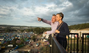 Ed Balls with his wife Yvette Cooper on top of the Ribbon Tower