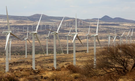 Power-generating wind turbines in Loiyangalani in northern Kenya.