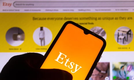 In this photo illustration the Etsy logo seen displayed on a smartphone.