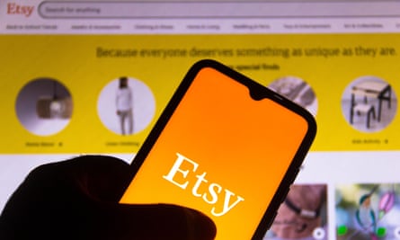 The Etsy logo seen on a smartphone.