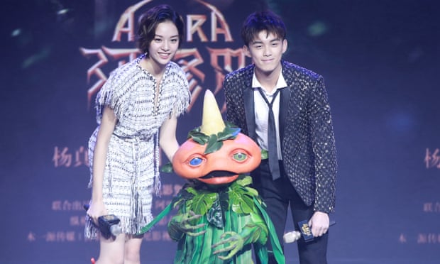 Actors Zhang Yishang and Wu Lei at the press conference of Asura in January 16, 2018 in Beijing, China. 