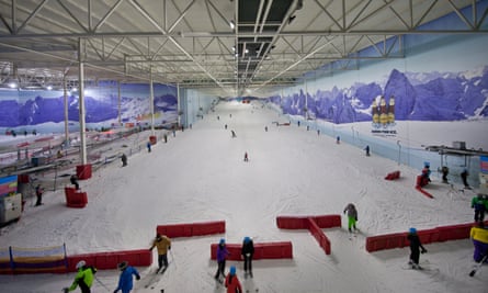 UK’s longest snow slope at Chill Factore, Manchester, UK.