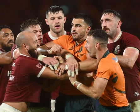 Nic White and Jamison Gibson-Park get into a confrontation