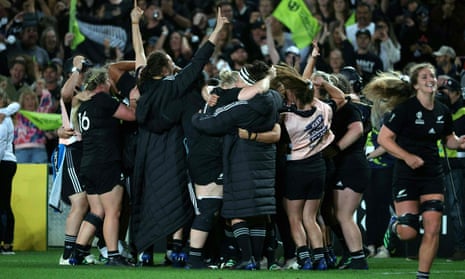 New Zealand's players celebrate after winning the World Cup final against England.
