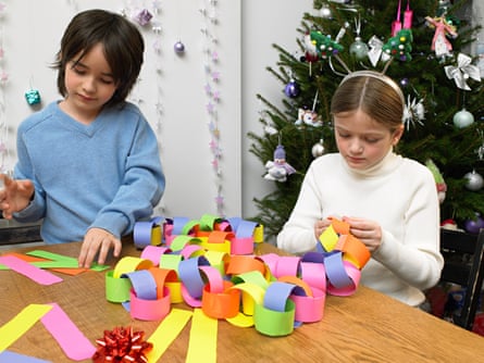 Children making paper chains