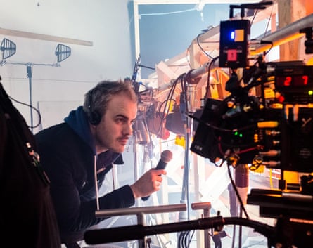 The film director Carl Strathie on set.