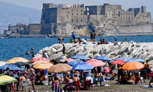 Bathers on the beach in Naples
