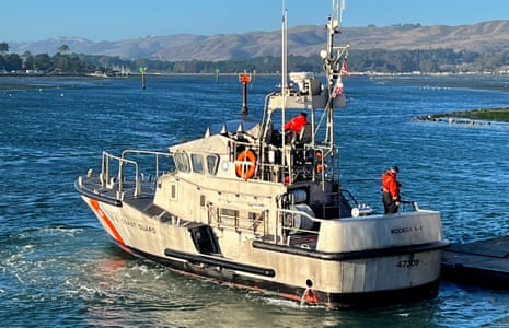 A US Coast Guard ship patrols off the California coast in 2024.
