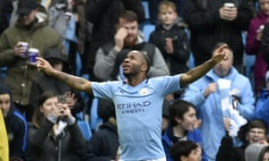 Manchester City’s Raheem Sterling celebrates.