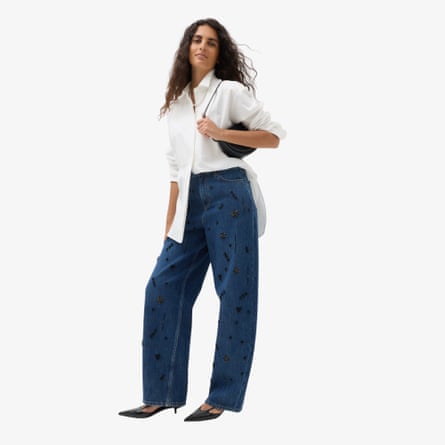 M&S High Waisted Embellished Barrel Jeans