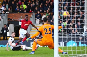 Paul Pogba scores the opener as Manchester United beat Fulham 3-0 at Craven Cottage.