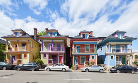 Colourful townhouses in Portland’s Alphabet district.