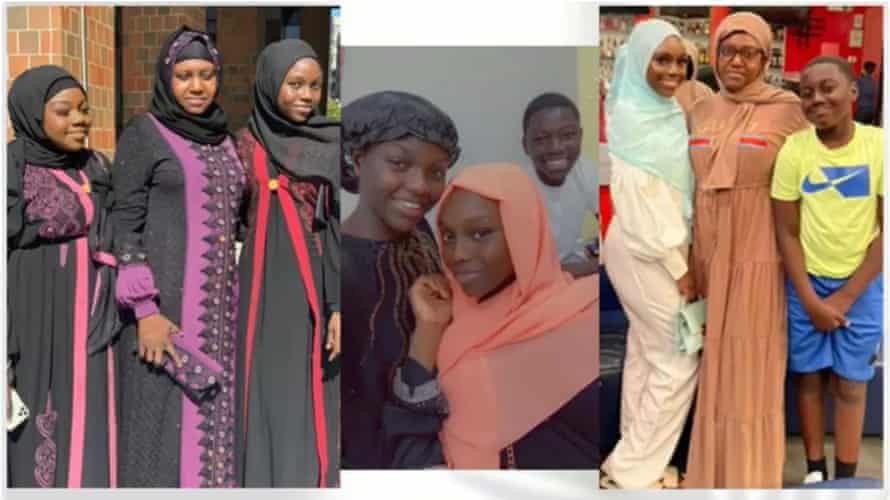 Members of the Drammeh family who were killed or injured in the 9 January fire. Left photo, left to right: Fatoumala, Fatoumata, and Fatima. Center photo: Nyumaaisha, Fatima, and Yagub. Right photo: Fatima, Fatoumata, Muhammed.