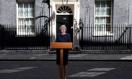 Theresa May making her announcement outside 10 Downing Street.