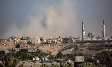 Smoke rises following an airstrike on Rafah, southern Gaza Strip on 2 June 2024