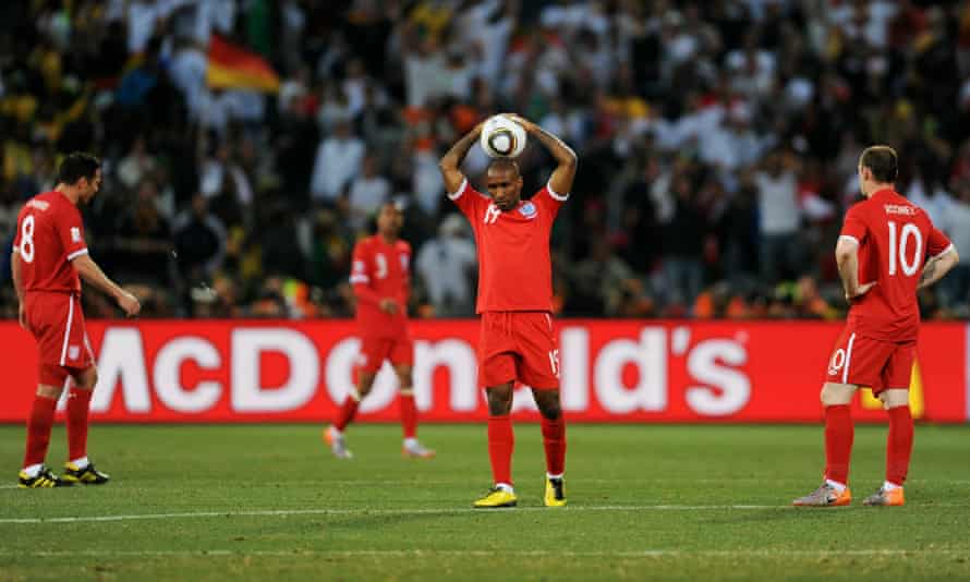 A dejected Jermain Defoe with Frank Lampard and Wayne Rooney after one of Germany’s goals in the 2010 World Cup last-16 game