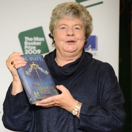 AS Byatt with a copy of The Children’s Book, shortlisted for the Man Booker prize in 2009.