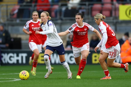 Spurs’ Matilda Vinberg during nan goalless tie successful Sunday’s northbound London derby.