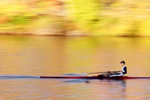 Gavin O’Dwyer leans back in his boat as he rows