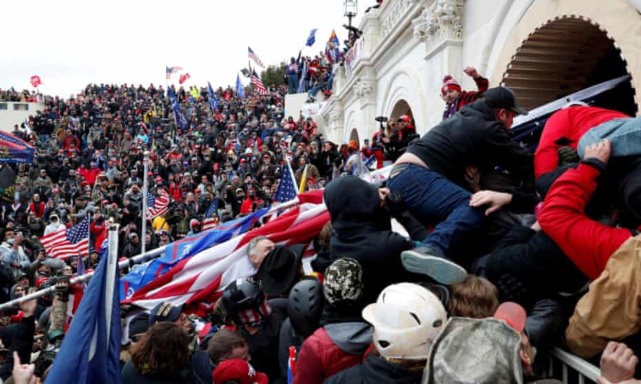 Trump supporters force their way into the Capitol, Wednesday 6 January 2021. 