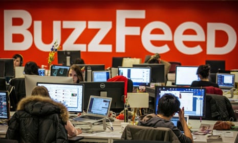 BuzzFeed employees at work in New York. Peretti suggested that there may not be a sustainable business model for high-quality online news.