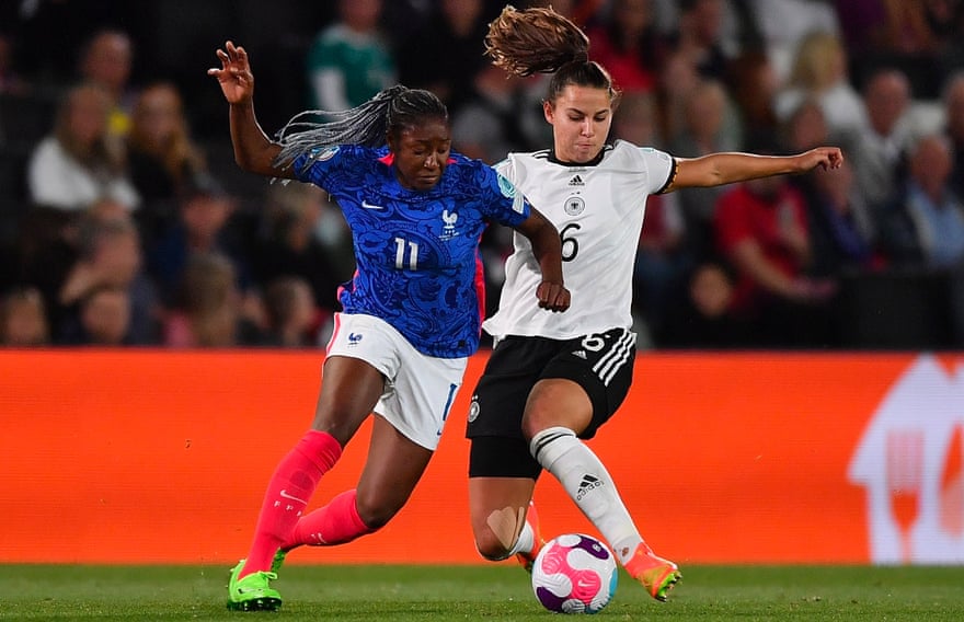 Lena Oberdorf (right) is Germany’s physical wonder in midfield.