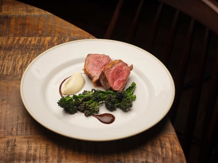 Meat and brocolli on a plate in the Bryntirion Inn, Gwynedd