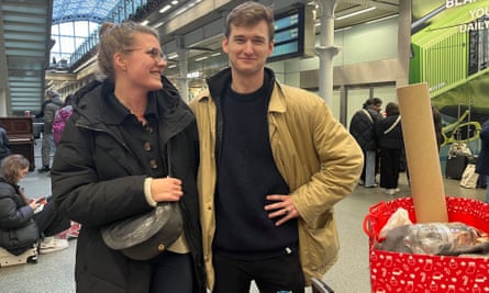 Herman Mellema, 30, and his partner were travelling back to Amsterdam but left stuck.