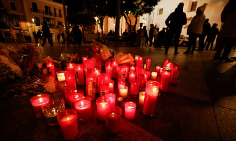 Candles are seen after two churches were attacked in Algeciras, Andalucía, Spain.