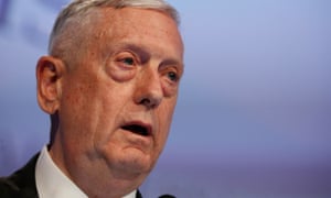 Defense secretary James Mattis at a summit in Singapore, where he faced questions in the wake of Trump’s decision to withdraw from the Paris climate accord.