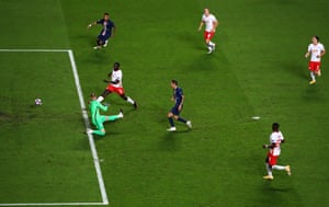 Di Maria scores PSG’s second goal.