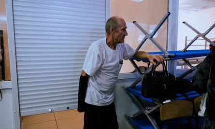 Mykola in the humanitarian aid centre