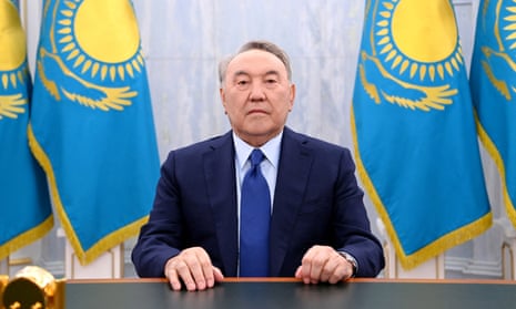 Kazakhstan’s former president Nursultan Nazarbayev addressing the nation amid the January bloodshed.