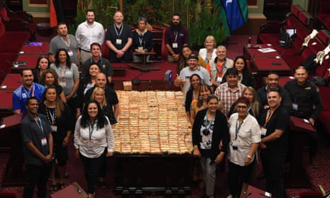 First Peoples’ Assembly of Victoria members pose for a photograph during their inaugural meeting, 9 December 2019
