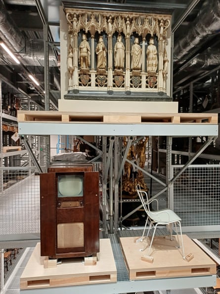 Three large furniture or architectural items