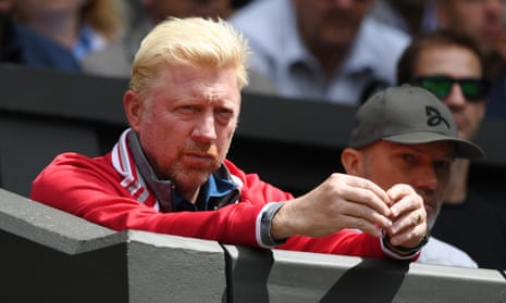 Boris Becker during his period as coach of Novak Djokovic