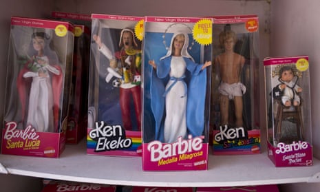 Barbie and Ken dolls dressed as, among others, the Virgin Mary and martyred Saint Sebastian in the Barbie: Plastic Religion exhibition in Buenos Aires